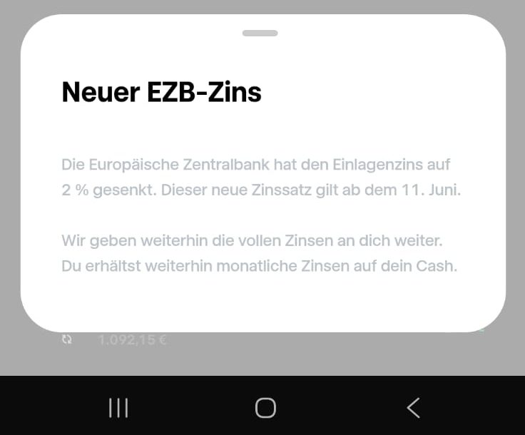 Benachrichtigung in der Trade Republic-App