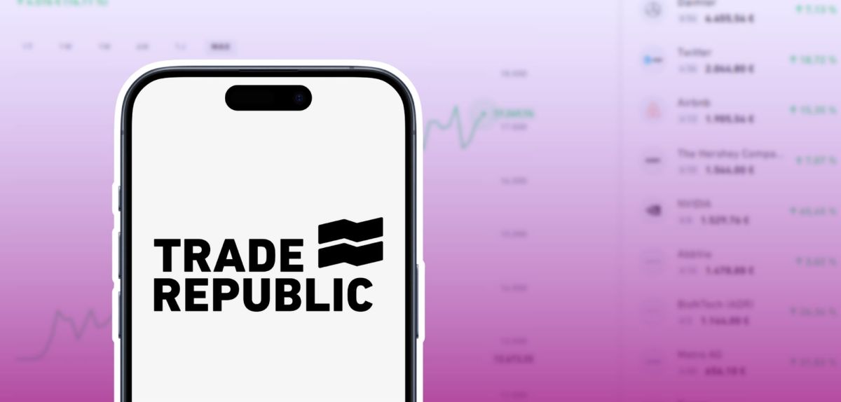 Trade Republic-Logo auf einem Smartphone