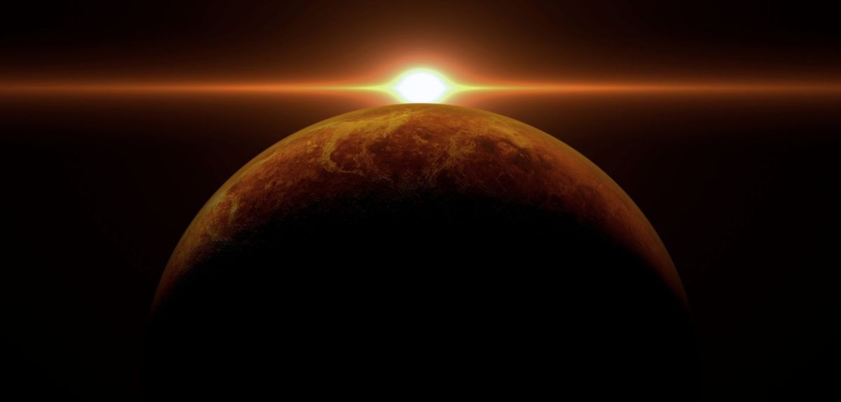 Ein Exoplanet, der um seinen Stern kreist.
