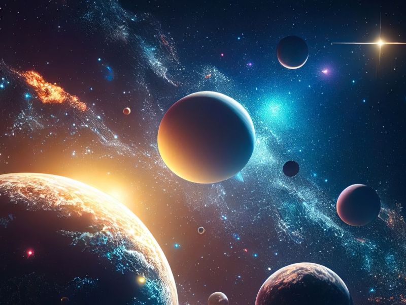 Es sind Planeten im Weltall zu sehen.