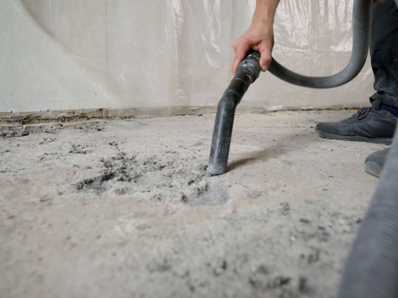 Persien bedient einen Staubsauger auf einer Baustelle