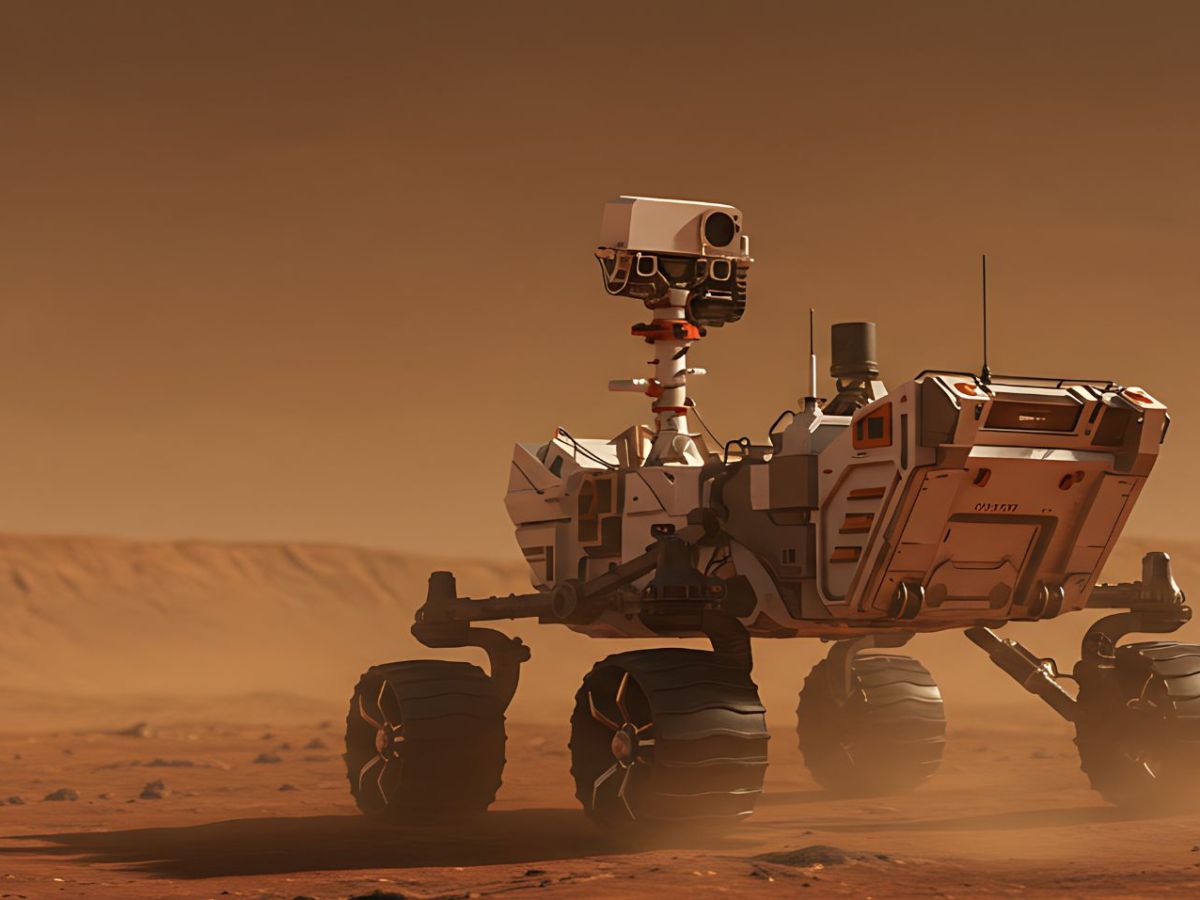 KI-generiertes Bild eines Rovers auf dem Mars.
