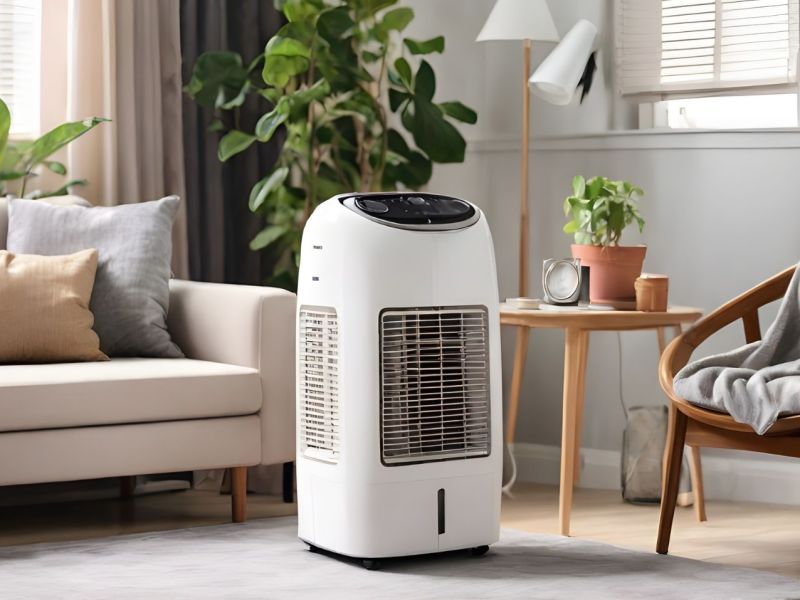 Mobile Klimaanalage in einem Wohnzimmer