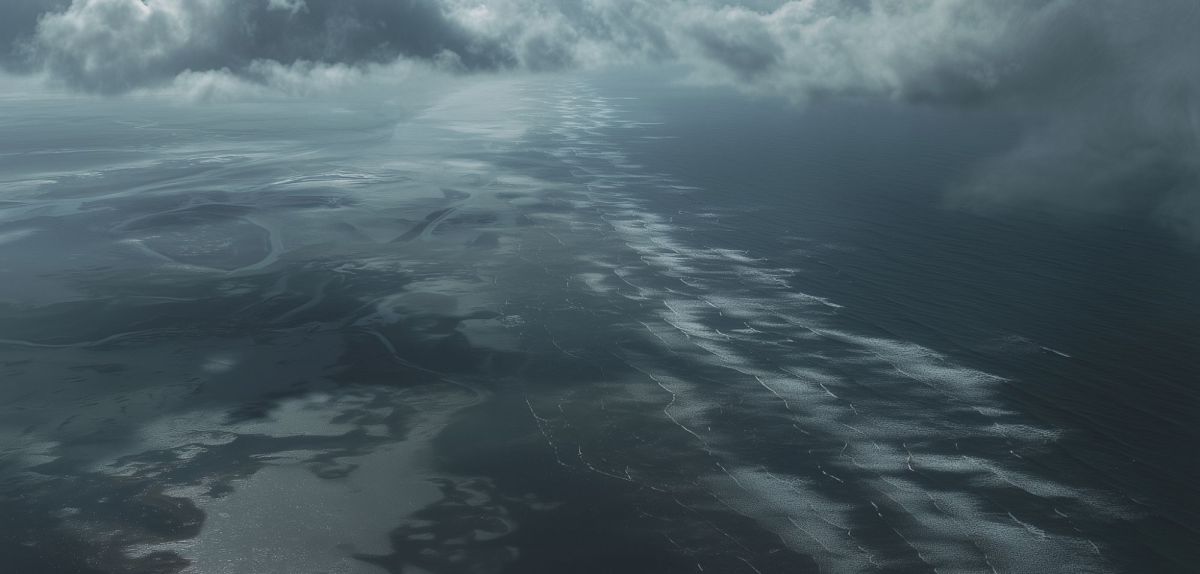 Ansicht der Nordsee von oben (KI-generiertes Bild).