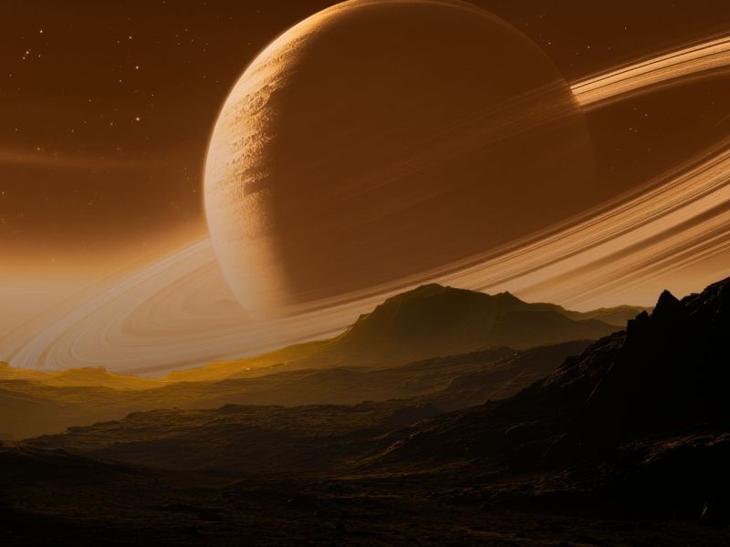 Blick vom Titan auf den Saturn (KI-generiert)