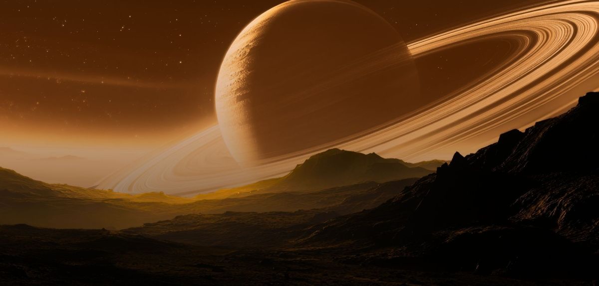 Blick vom Titan auf den Saturn (KI-generiert)