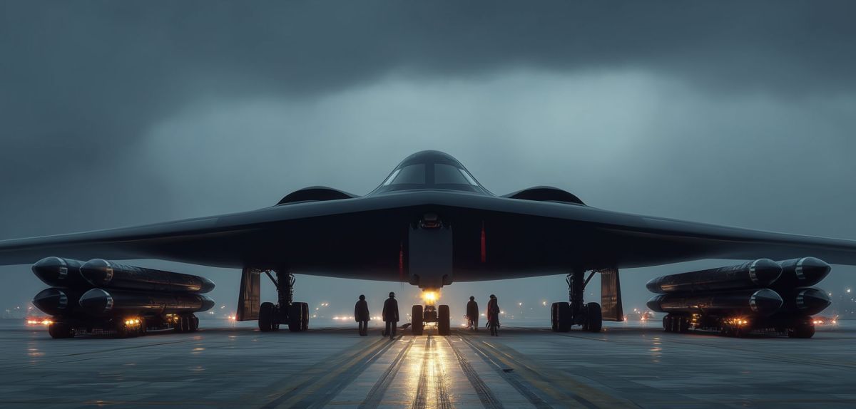 Chinesischer Stealth-Bomber wird ausgerüstet (KI-generiertes Bild).