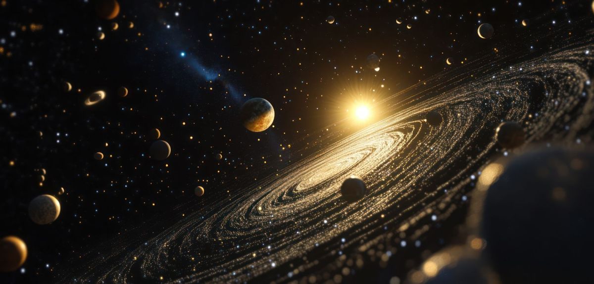 Es ist ein Sonnensystem zu sehen.